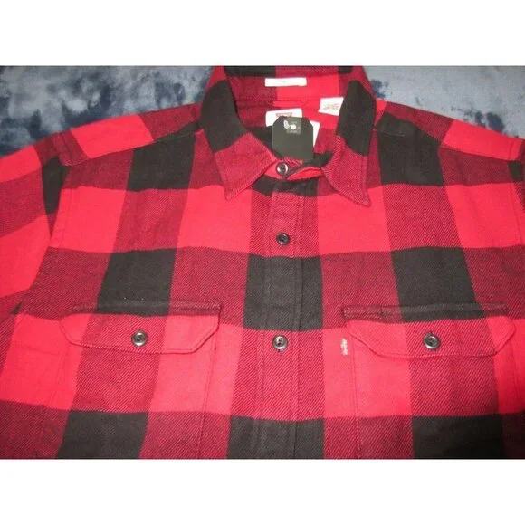 Levi's Men's Checked Jackson button up Work Shirt Red Black Classic Plaid NWT - Picture 6 of 6